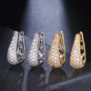 Fashion Sparkling CZ Teardrop Hoop Earrings For Women Luxury Design Full‑Inlaid U‑Shaped Drops Earring Elegant Statement Jewelry