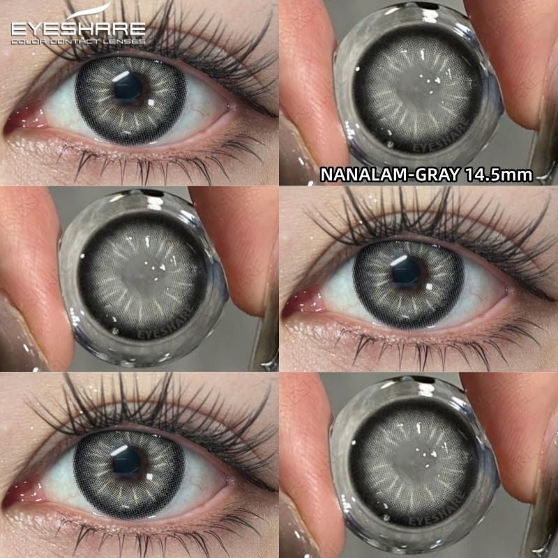 

EYESHARE 1 Pair Nanalam Gray Contact Lenses Softlens 14.5mm Big Brown Eyes Softlen Annual Use