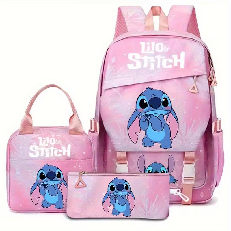 Large Capacity Schoolbag with Shoulder Strap; Student Three-piece Pencil Case Set