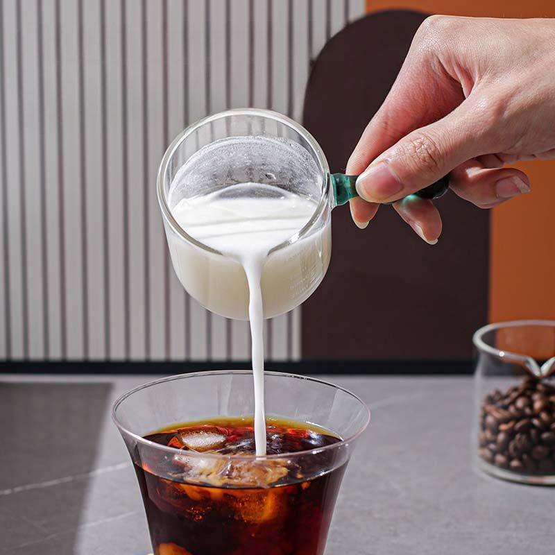 Small Glass Milk Cup Multifunction Espresso Extract Measuring Cup with Graduated Home Milk Pot Honey Ounce Cup Anti-hot Handle