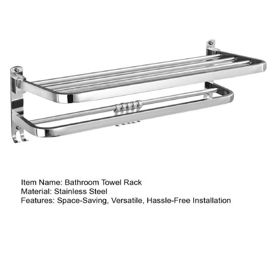 Towel Rack Foldable Towel Shelf with Movable Hooks Rustproof Wall