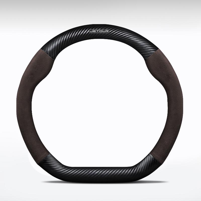 38cm, Genuine Leather for Chery Jetour T2 T3 X70 X70SM X90 X95 DASHING Traveler, Non-Slip Carbon Fiber Car Steering Wheel Cover