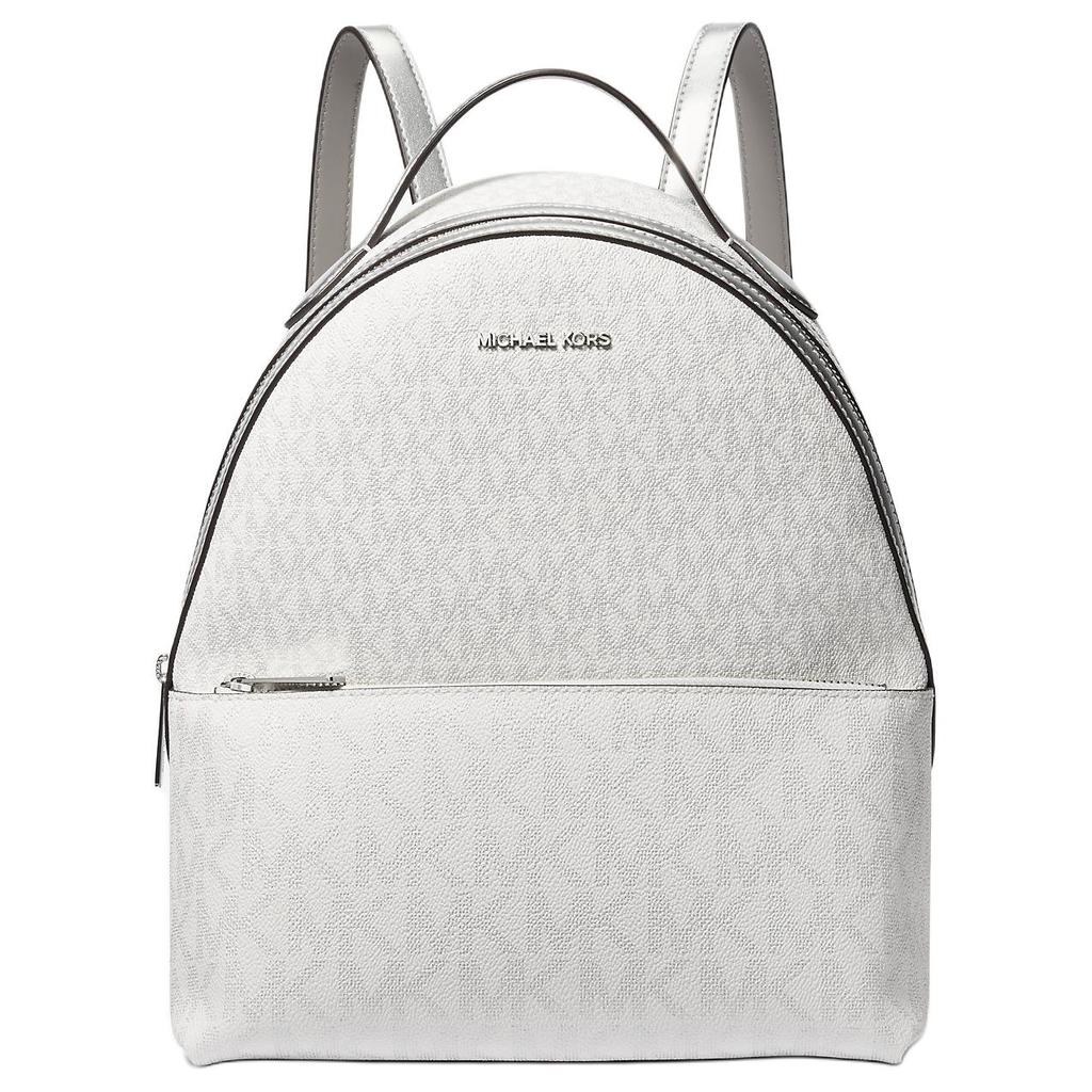 Michael Kors MK Sheila Metallische Accessoires Mode Einfach Beschichtetes Canvas Rucksack Mittel Damenrucksack Silber 35F4G6HB6M-SILBER