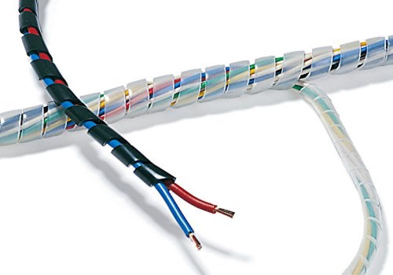 HellermannTyton TS-12-W Spiral Tubing for Binding and Protecting Electrical Wires, Weather-Resistant, Black, 50m