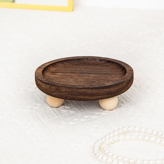 Wooden Riser Tray Multi-functional Round Oval Decorative Tray Pedestal Stand Bathroom Counter Jewelry Organizer Tray Decor