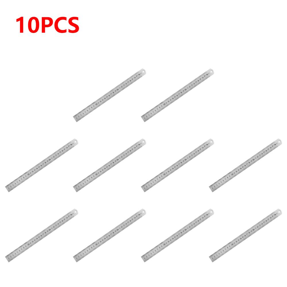 10-1Pcs 15-50cm Stainless Steel Metal Straight Ruler Ruler Tool Precision Double Sided Measuring Drafting Accessory Hand Tool