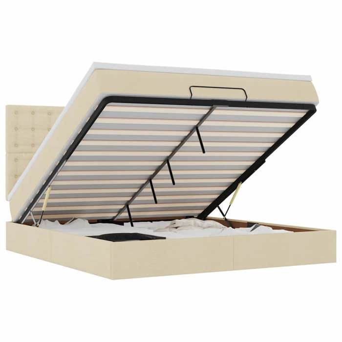 VidaXL Cadre de lit ottoman avec matelas crème 160x200 cm tissu 3313339