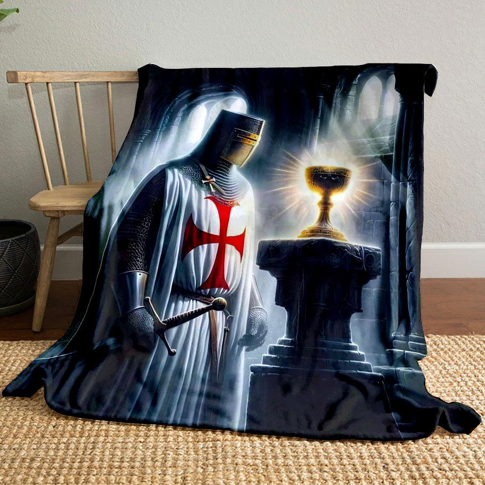 

Templar Knight Holy Grail Blanket Printed Blanket for Living Room Bed Couch lunch break Soft Cozy Blanket for Friend s festival Gift 80cm x 120cm