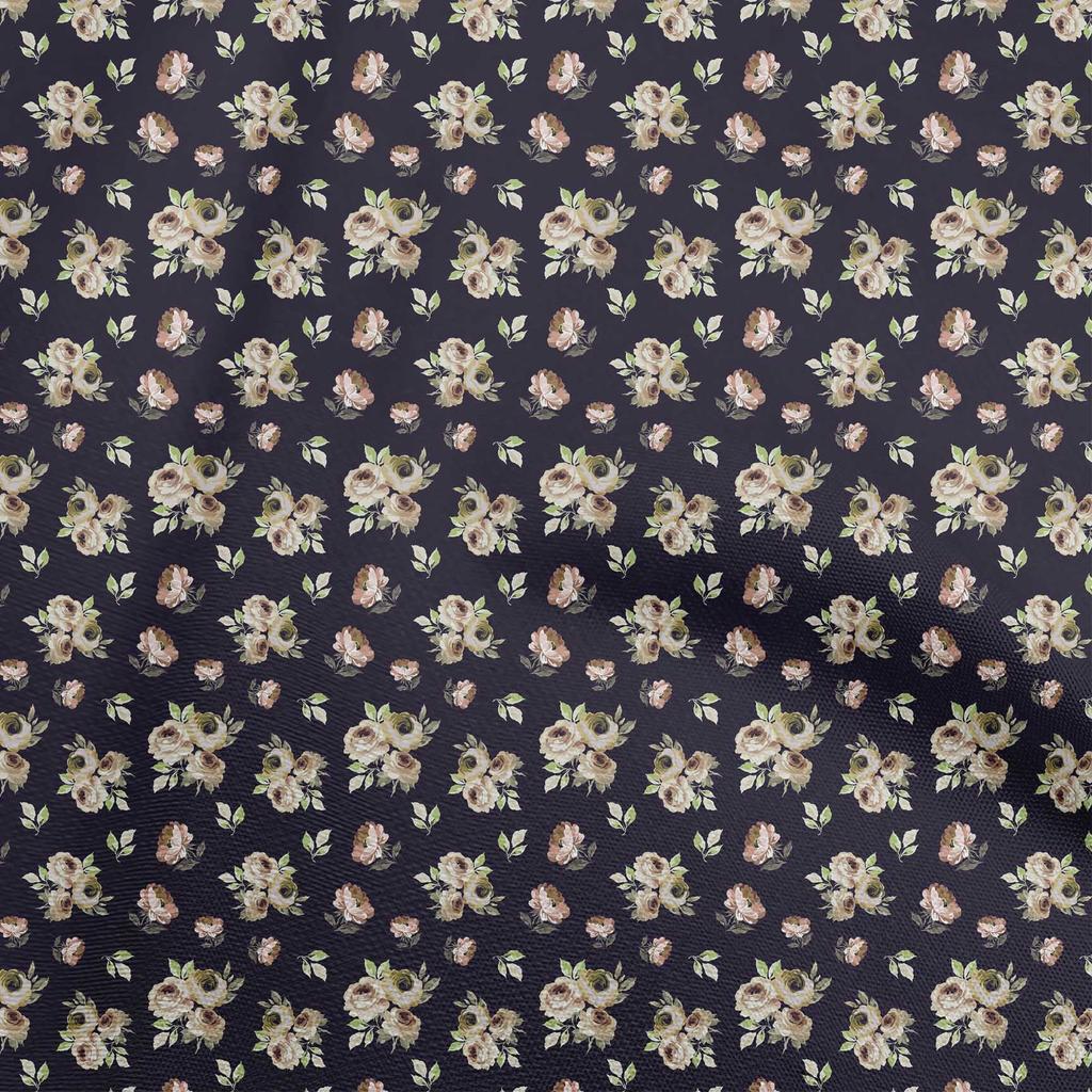oneOone Cotton Flex Gray Fabric Watercolor Floral Sewing Material Print Fabric By The Yard 40 Inch