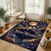 Celestial Cat Theme Soft Crystal Velvet Rug Custom Name & Text Print Non Slip Floor Rug for Bedroom Living Room