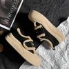 Genuine Leather and Velvet Loafers for Women Winter Velcro Retro Sneakers Thick-soled White Shoes All-match Shoes