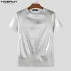 INCERUN Summer Men O Neck Short Sleeve Glitter Casual Fitted T-shirts Tops