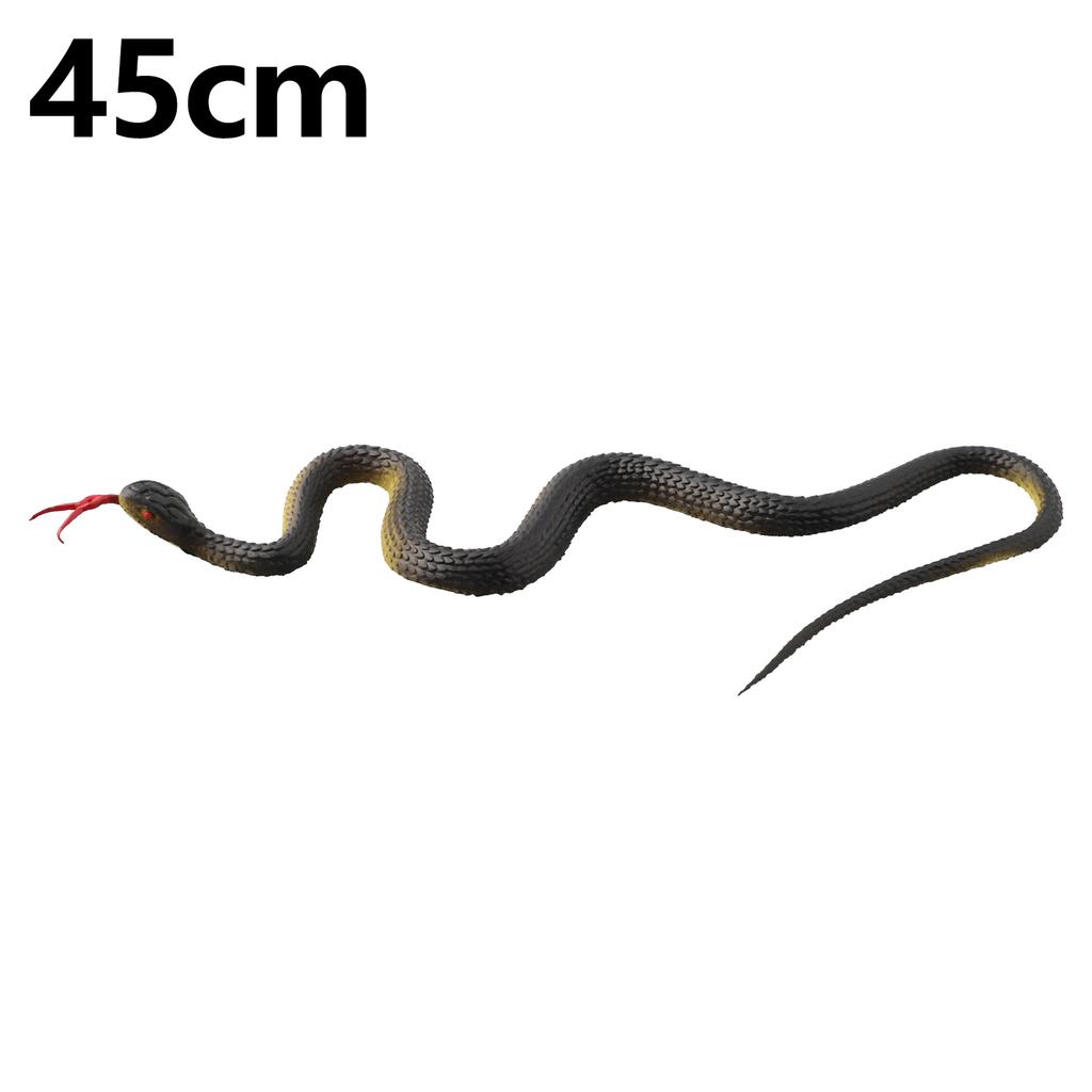 45cm Snake Simulation Snake Black And Yellow Fake Snake Small Snake Soft Rubber Snake Plastic Whole Scary Toy Props Prank Trick