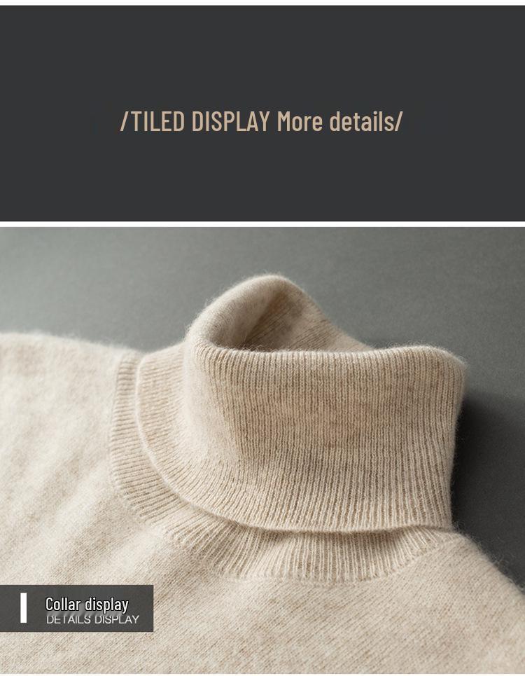 Men's 100% Cashmere High Neck Double-Layer Sweater Pullover