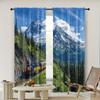 2pc,  Curtain Blue Sky_ White Clouds_ Forest_ Summer Scenery In Alaska Durable 100% Polyester Fabric,Without Electricity Summer
