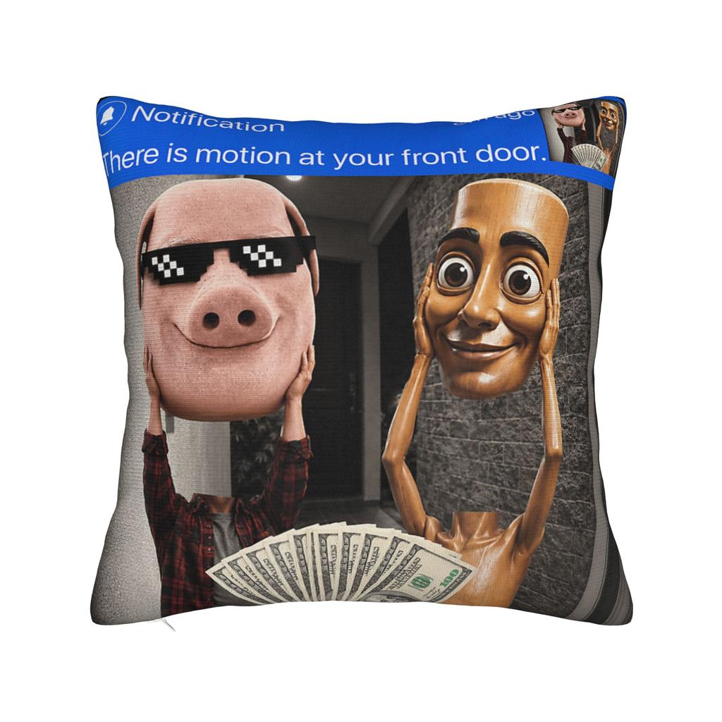 Tung Sahur John Pork Neegy Doorbell Meme Theres Motion Meme Pillow Case Print Pillow Cover Pillowcases For Couch Sofa Bedroom