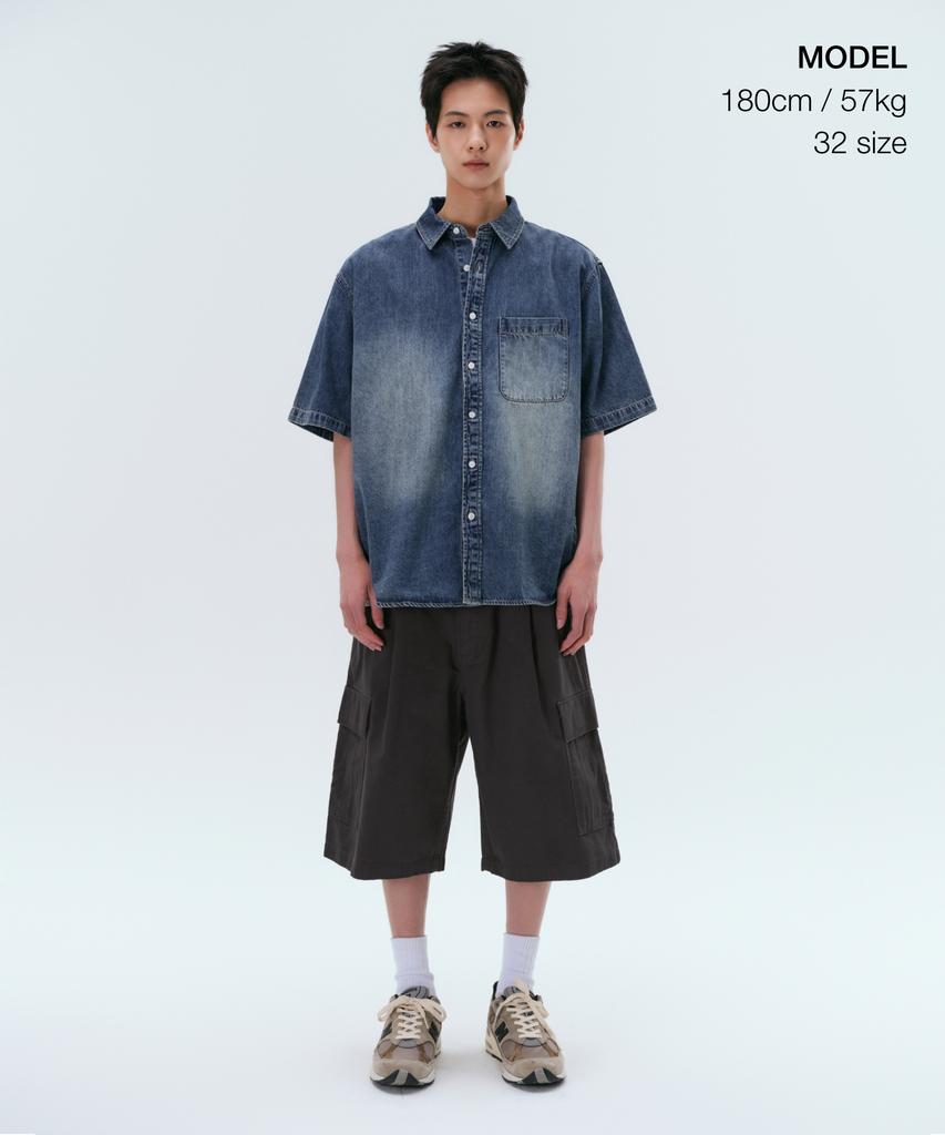 Musinsa Standard One-Pleat Cargo Bermuda Pants [Dark Grey]