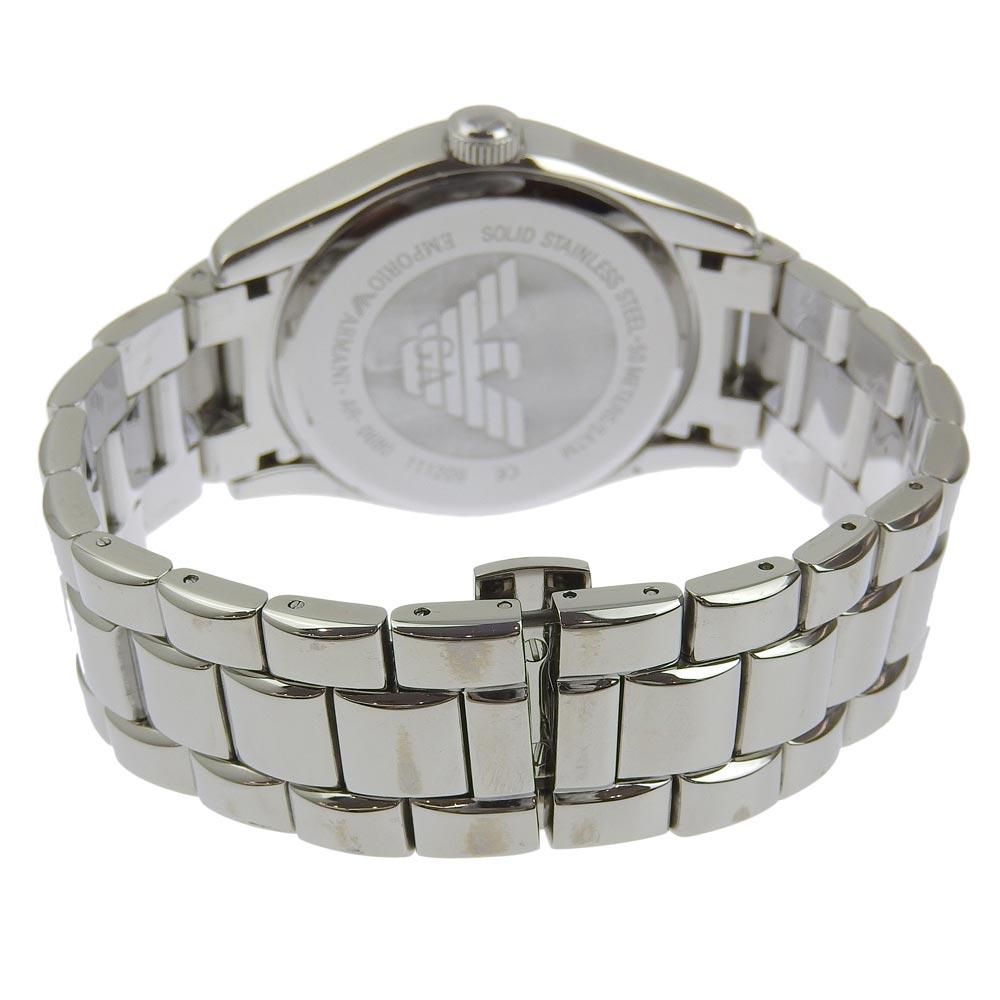 ARMANI Watches AR-0680 Silver blackDial Stainless Steel Quartz Analog display mens Used