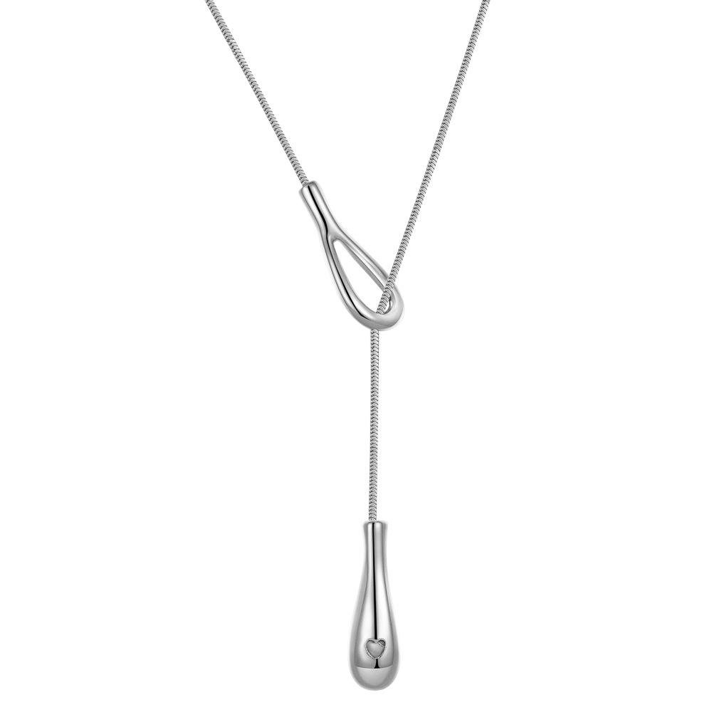 Water Drop Pull Type Long Necklace for Women New Advanced Collarbone Chain Accessory Sweater Chain Jewelry