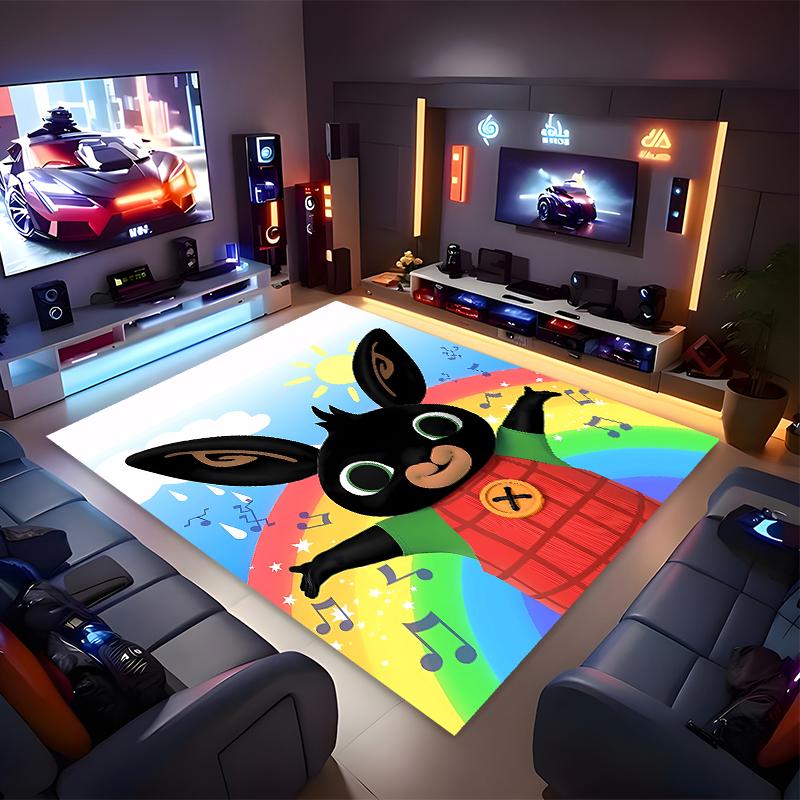1pc Bing Print Area Rug - Soft, Washable Non-Slip Indoor Mat for Office Chairs, Living Room, Home Office Decorative Rug