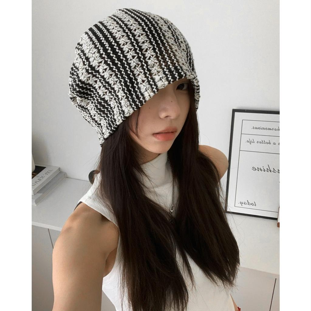 Summer Cold Hat Light and Breathable Head Hat for Women Spring and Summer Trend Hollow Design Hand Hook Big Head Circumference Pile Hat