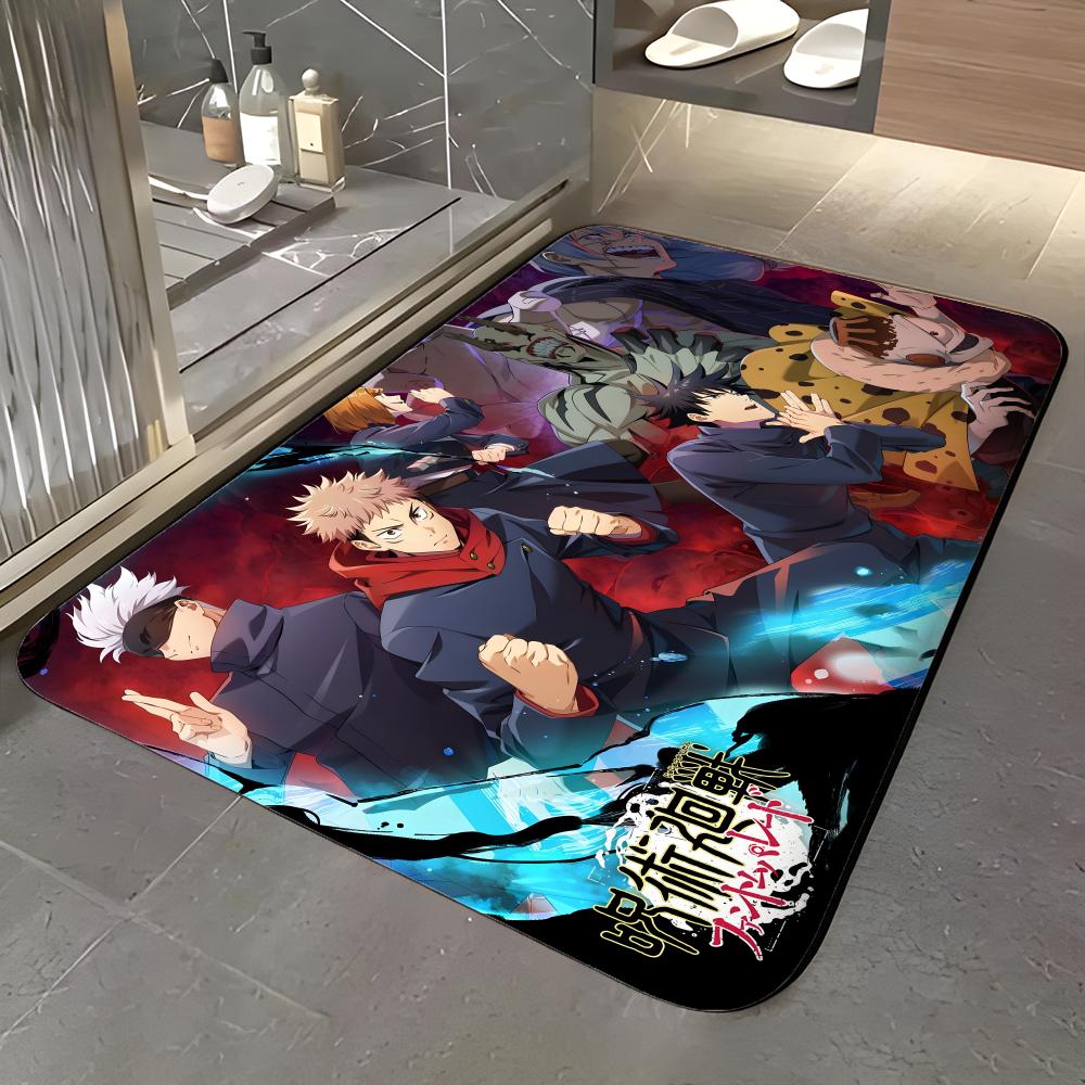 Anime J-Jujutsu Kaisen Floor Mat Soft Flannel Entrance Door Mat Non Slip Absorbent Bathroom Bedroom Floor Rug