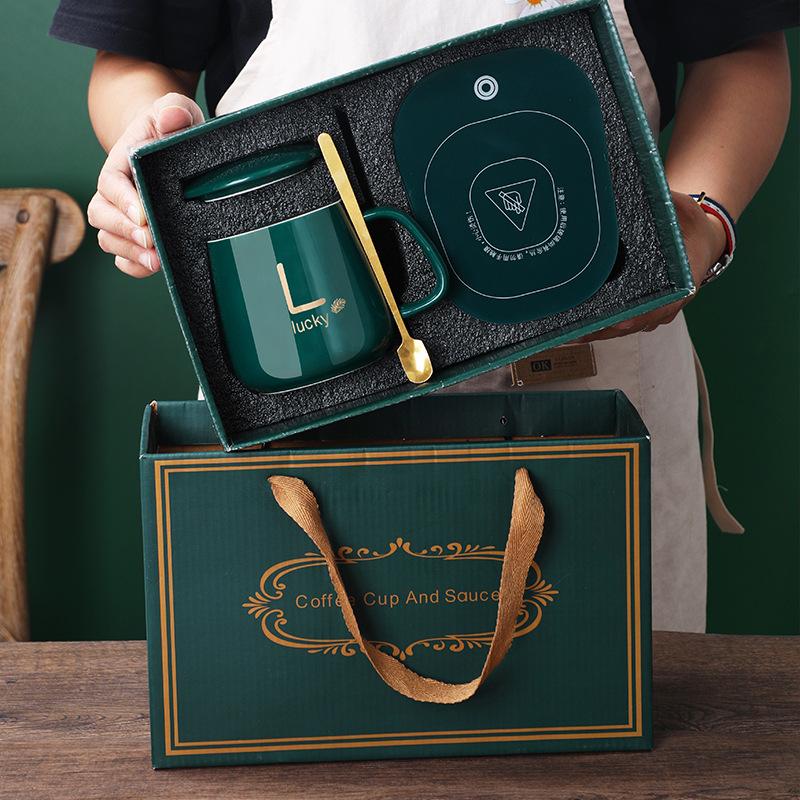 

USB Перезаряжаемая Теплая Суповая Кружка с Ложкой и Набором Сумки для Хранения Кружка для Завтрака из Нержавеющей Стали и Складная Ложка Пищевой Термос зелёный