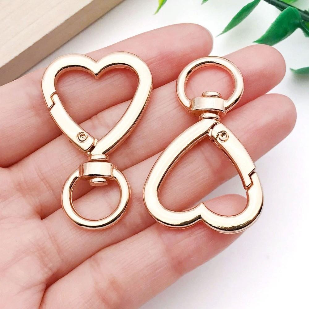 Alloy Material Heart Spring Gate Rings Heart Shape Rotation Design Openable Keychain Openable Feature Snap Closure