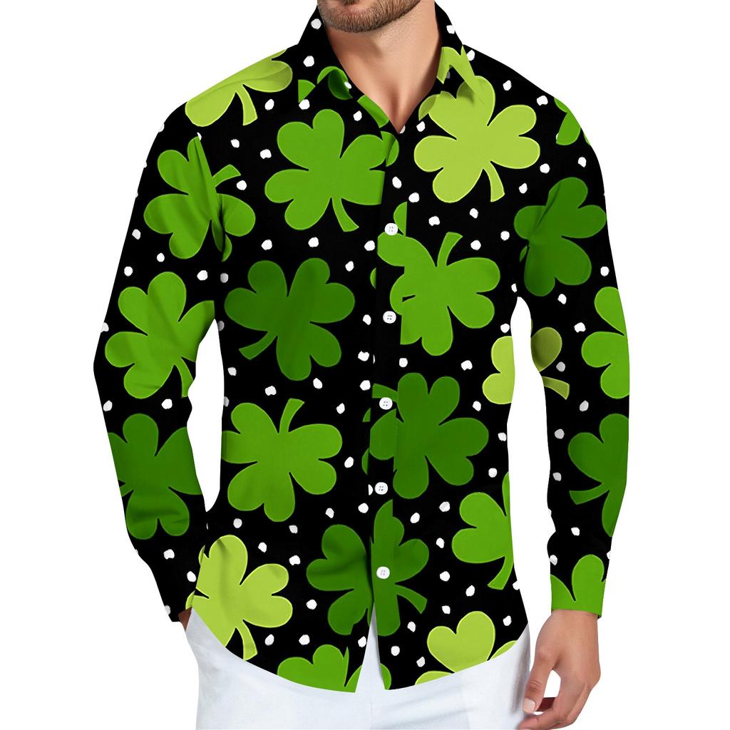 Pánská košile s vánočním potiskem, dlouhý rukáv, na knoflíky