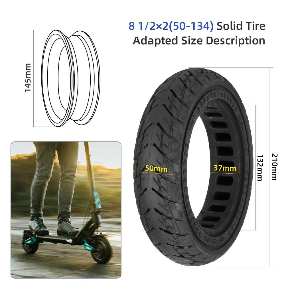 Black Ulip 8.5*2(50-134) Off-road Solid Tire for VSETT 9 & 9+ / ZERO 9 / Inokim Light 2 Scooters