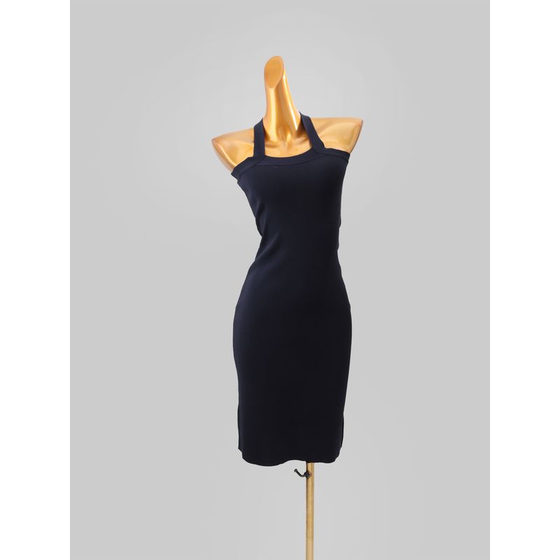 Fashion Style Sexy U Collar Sleeveless Knitting Dress Women's Sexy Lacing Halterneck Waist Slim Looking Bodycon Dress