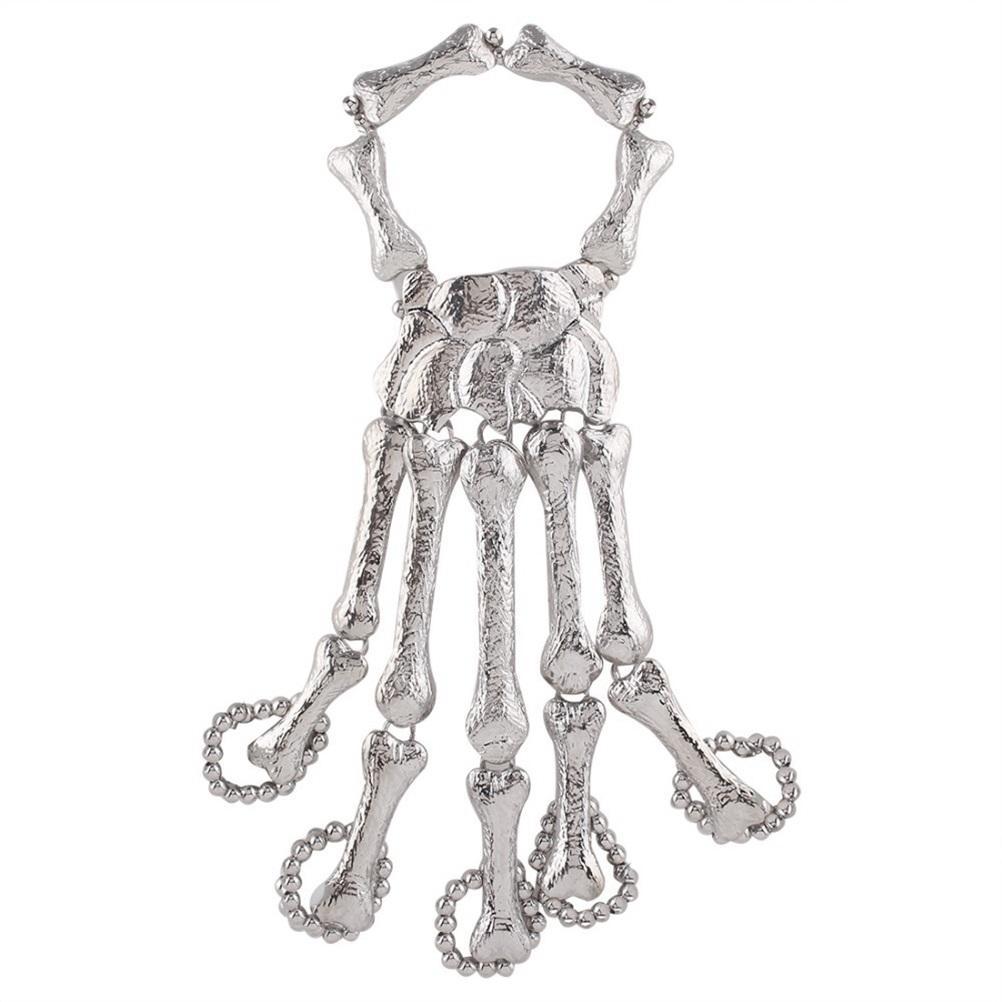 Halloween Skeleton Finger Bracelets Women Skeleton Bones Hand Bracelets Nightclub Gothic Punk for Christmas Halloween