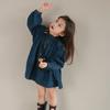 Girls Long Sleeve Dress Solid Color Denim Dress Children Spring Autumn Loose Casual Buttons Tops Dresses for Kids