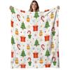 1pc Christmas Tree Candy Cane & Gingerbread Flannel Blanket - Soft Warm 280gsm All-Season Bedspread with Candy Print, Red/Green Holiday Decor for Sofa