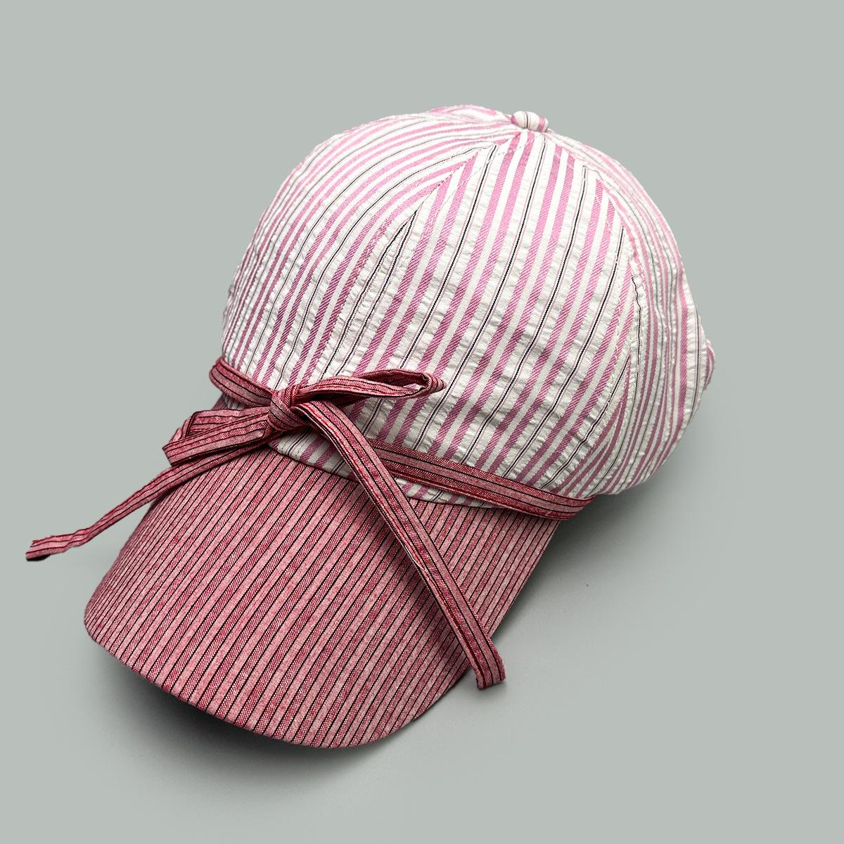 Spring/Summer Striped Bow Baseball Cap Ladies Sweet Shade Casual Outdoor Fashion Cap 56-60cm розовый