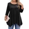 Womens Plus Size 3/4 Sleeve Shirts  Round Neck Tunic Tops Basic Loose Fit Tee Tops L-5XL