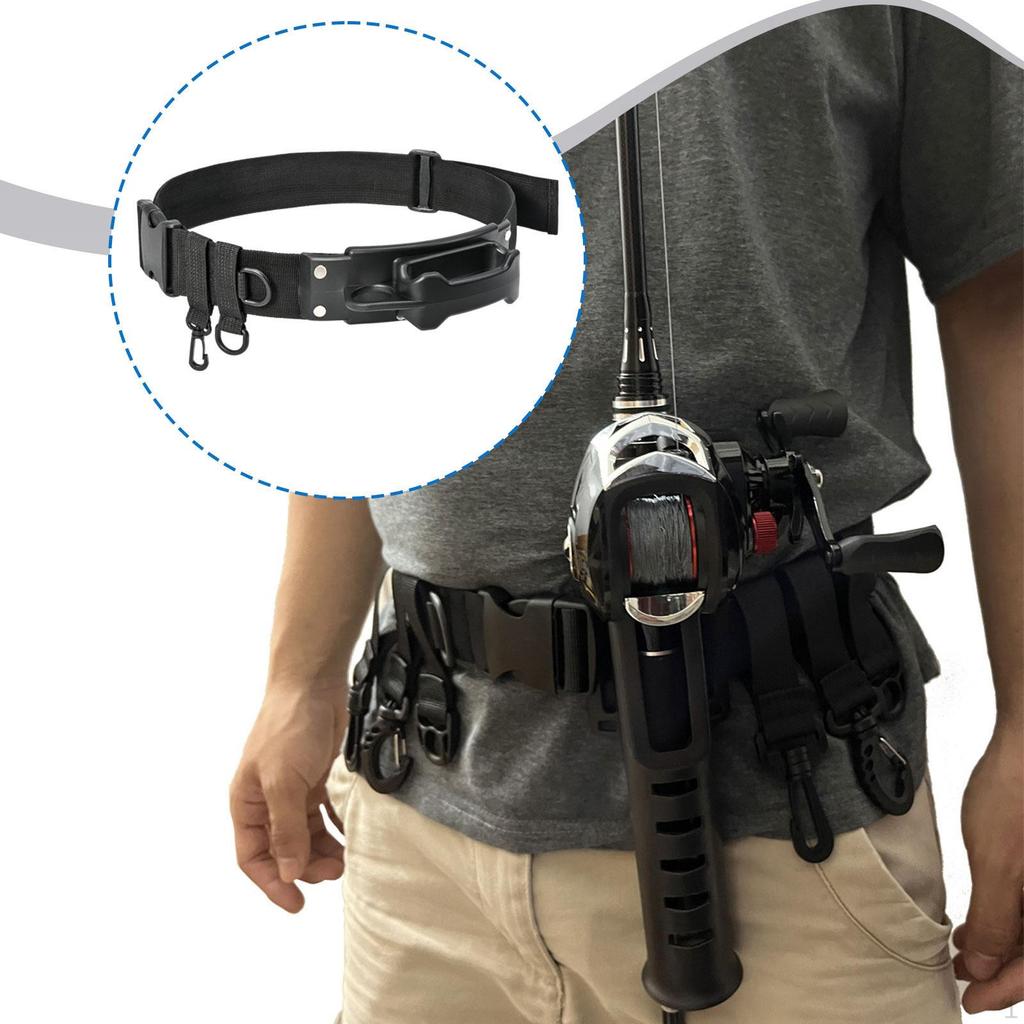 Belt Fishing Rod Holder Pole Display,Adjustable Length Support Gifts Versatile Black