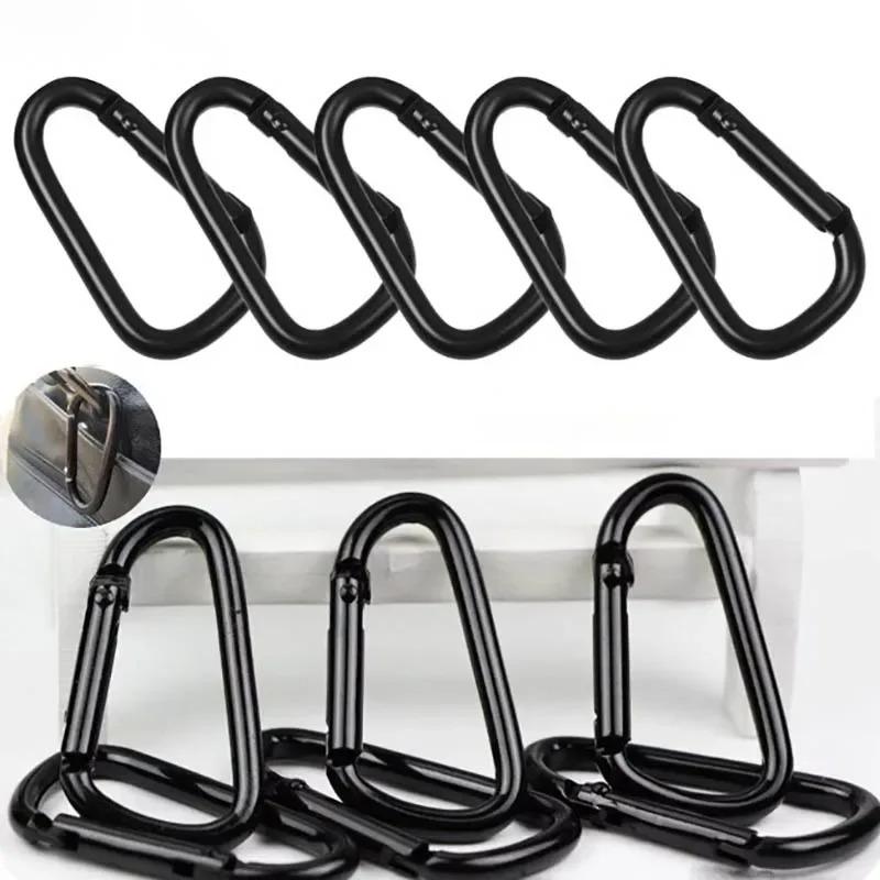 Versatile 6Pcs Black Type D Hook Outdoor Hiking Buckle Durable Camping Gear Accessory