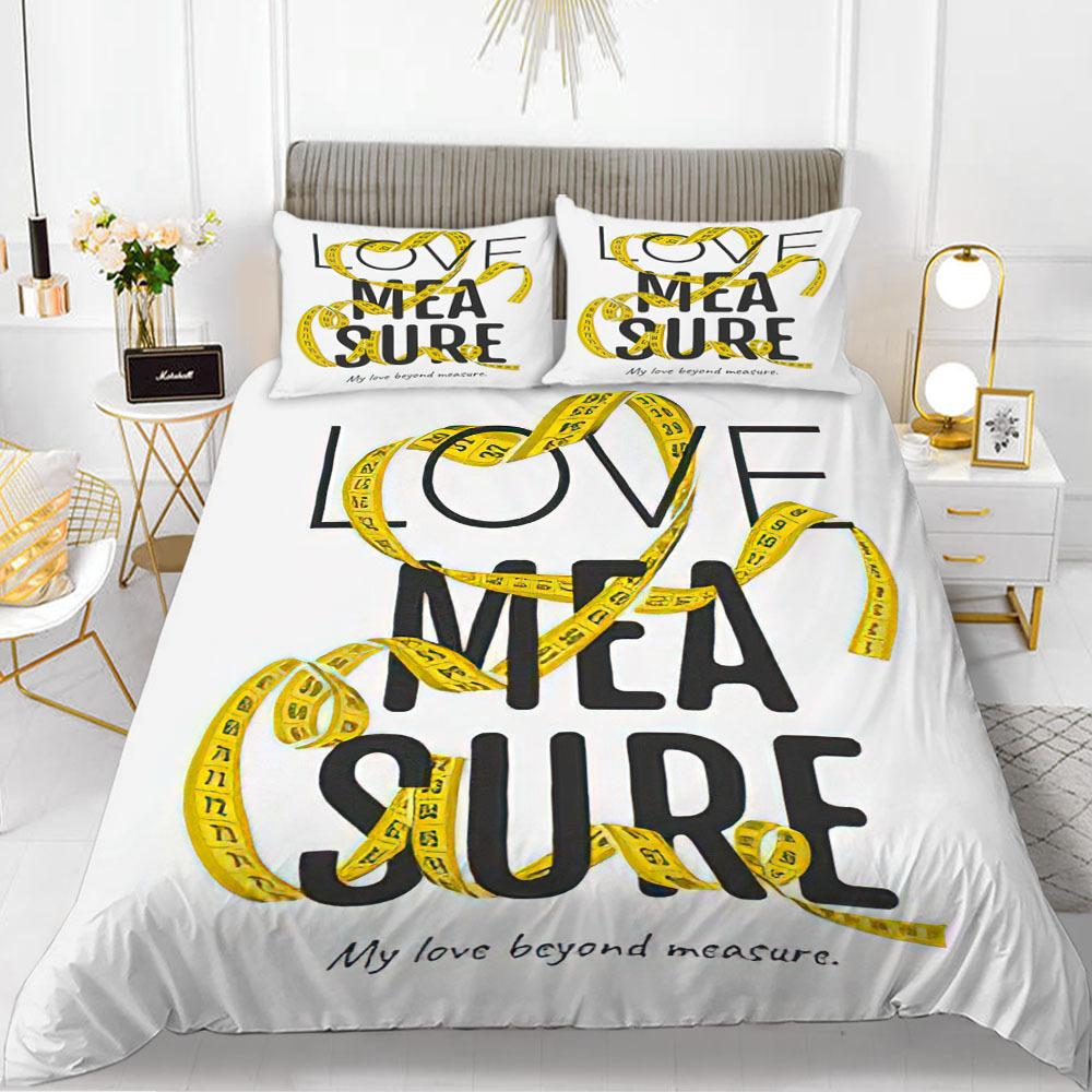 Love Theme Duvet Cover Set King Queen Size Heart Shape Romantic Letters Pink Flower For Kids Girls Couples Polyester Bedding Set