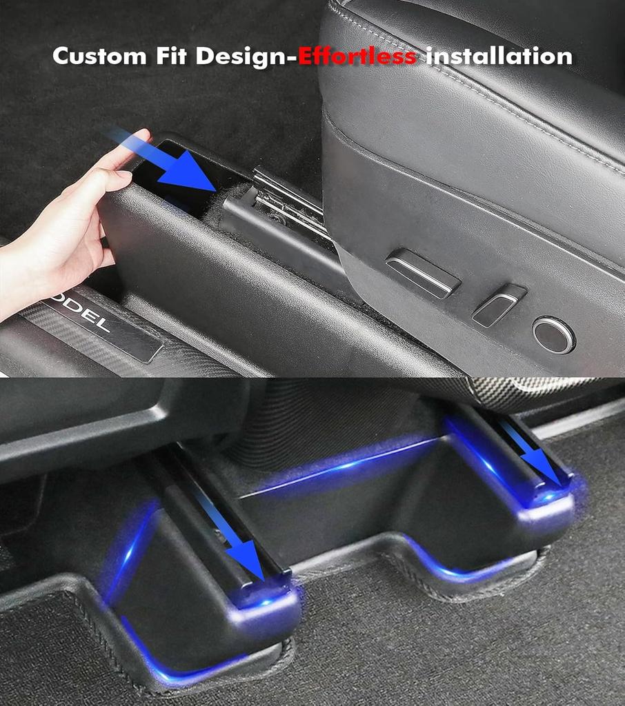 7PCS Auto Seat Slide Rail Cover for Tesla Model Y Juniper 2025 2026 Under Seat Wrap Corner Guards Slide Rail Protector Kit Full