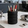 Portabolígrafos de Neumático Creativo Forma de Neumático Gran Capacidad Organizador de Escritorio para Bolígrafos Tijeras Clips de Papel Base Estable Antideslizante Decoración de Oficina