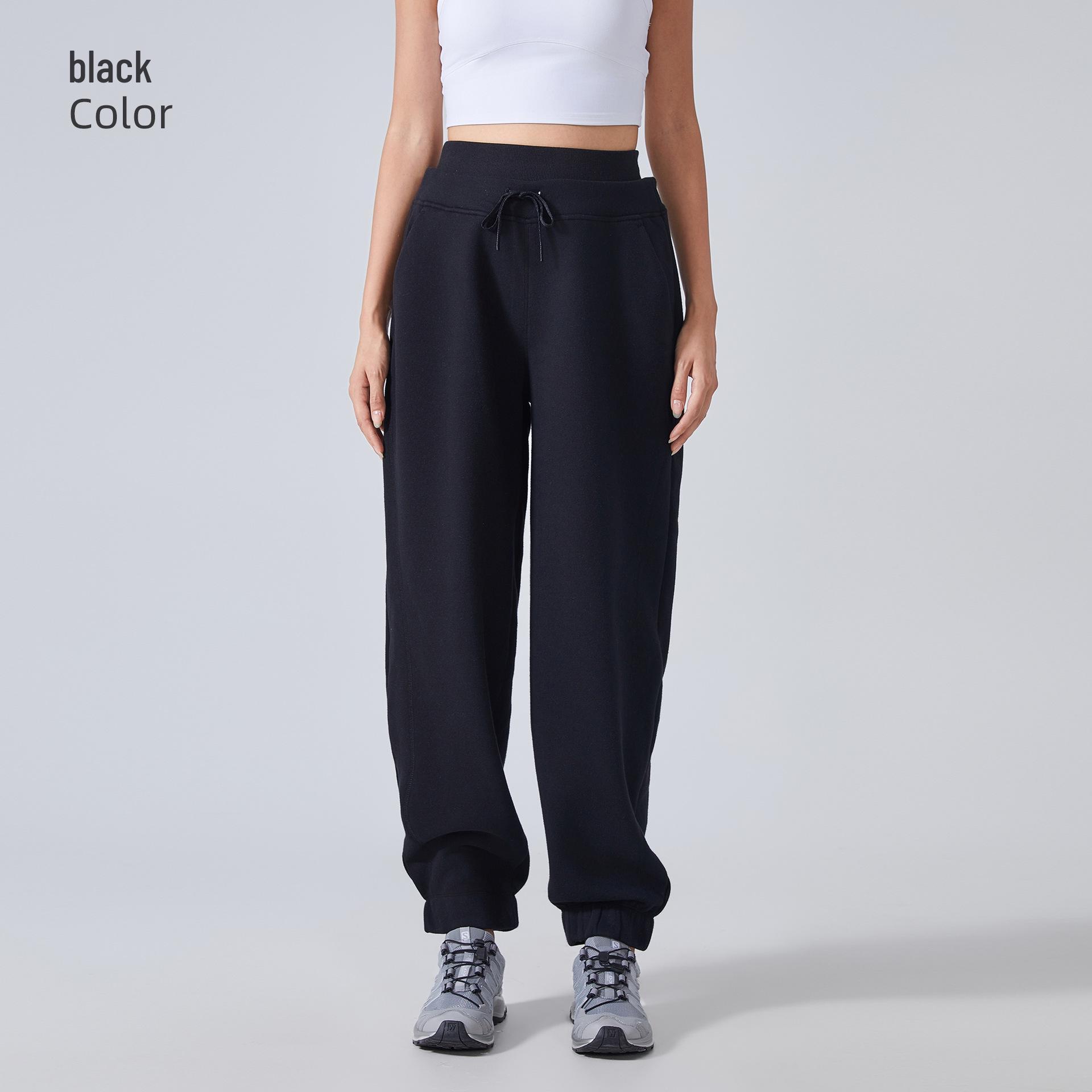 

Женские теплые флисовые спортивные штаны, повседневные и модные, с эластичными манжетами на щиколотках для осени и зимы, DAW154 8 чёрный