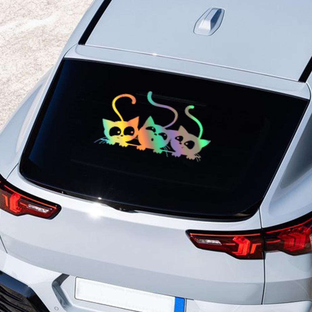 Creative&Funny Car Sticker Three Cute Cats Cartoon Vinyl Decal For Car Body Window Side Door DIY Decoration Sticker Accessories