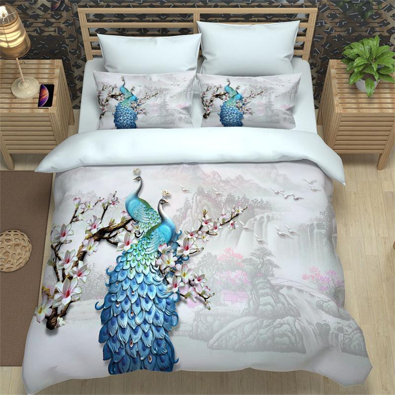 Peacock Duvet Cover Collection King Size Cute Animal Theme Bedding Collection Print For Adults Teens Soft 1 Comforter Cover With 2 Pillowcases