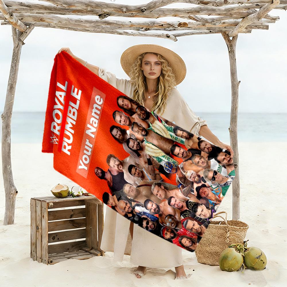 Royal Rumbl Personalized Text Beach Towel Quick-Dry Soft Microfiber Suitable for Swimming Gym Camping Yoga Vacation