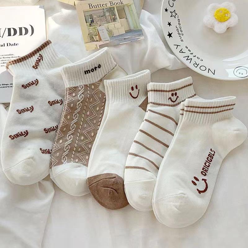 Șosete Dama Mid-Calf - Primăvară/Vară, Florale Japoneze la Modă, Stil Coreean