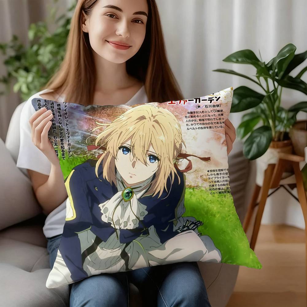 Anime Violet Evergarden Pillow Case Plush Fabric Soft Pillowcase Double Sided Print Cushion Cover Household Gifts
