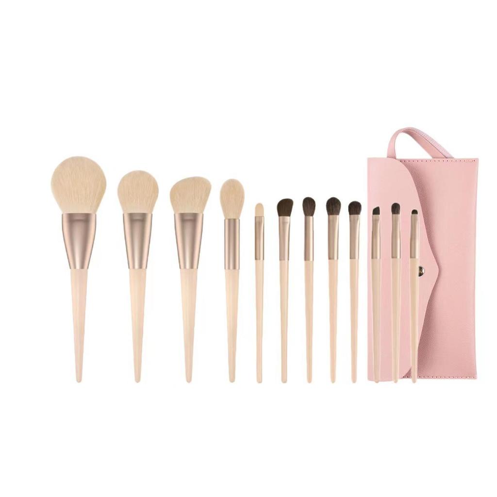 Morandi 12-teiliges Make-up-Pinselset mit weichen Tierhaaren zum Konturieren, für Lidschatten, losen Puder, Rouge und Concealer.