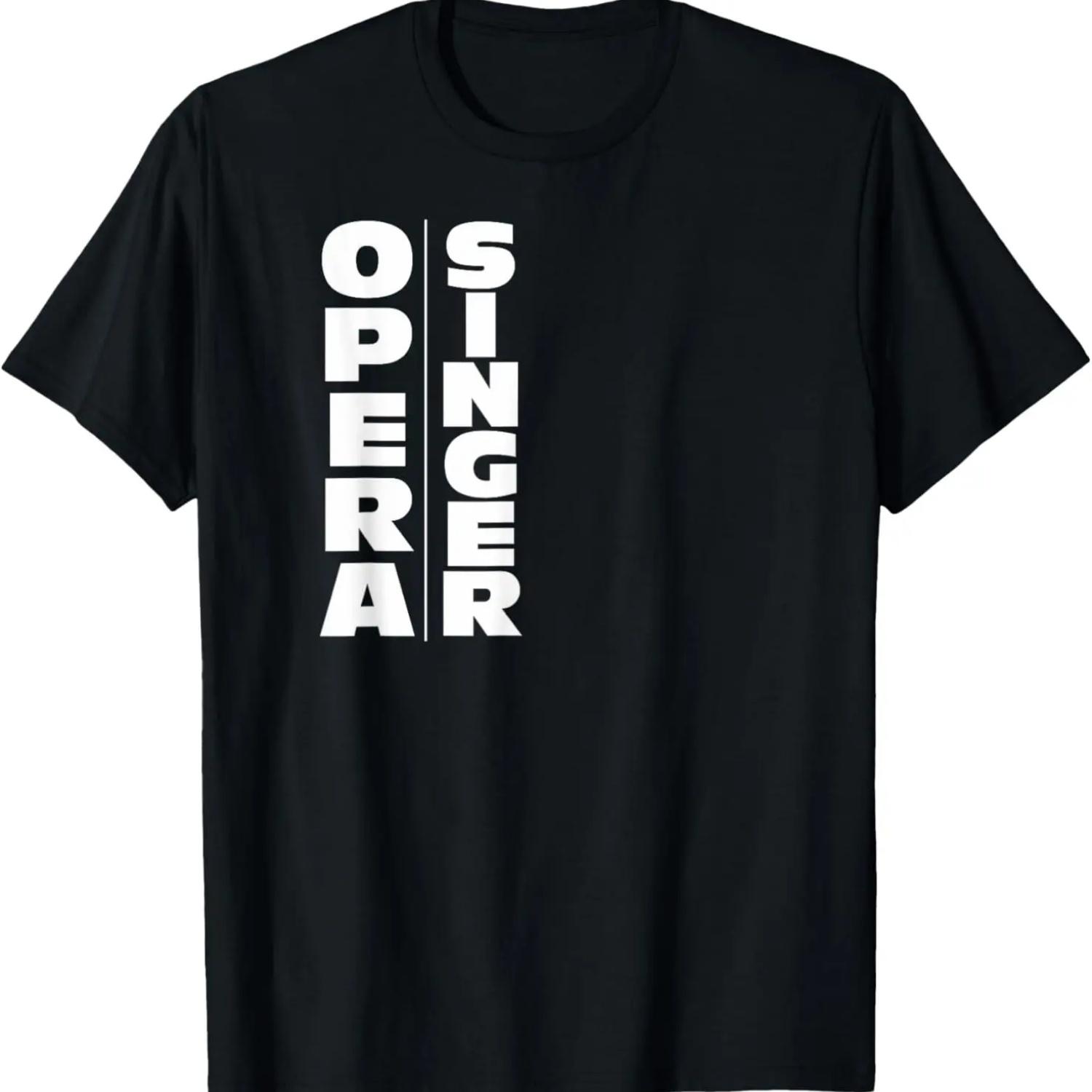 Opera Singer Modern Vertical Font Design Tee Shirt Top S чёрный