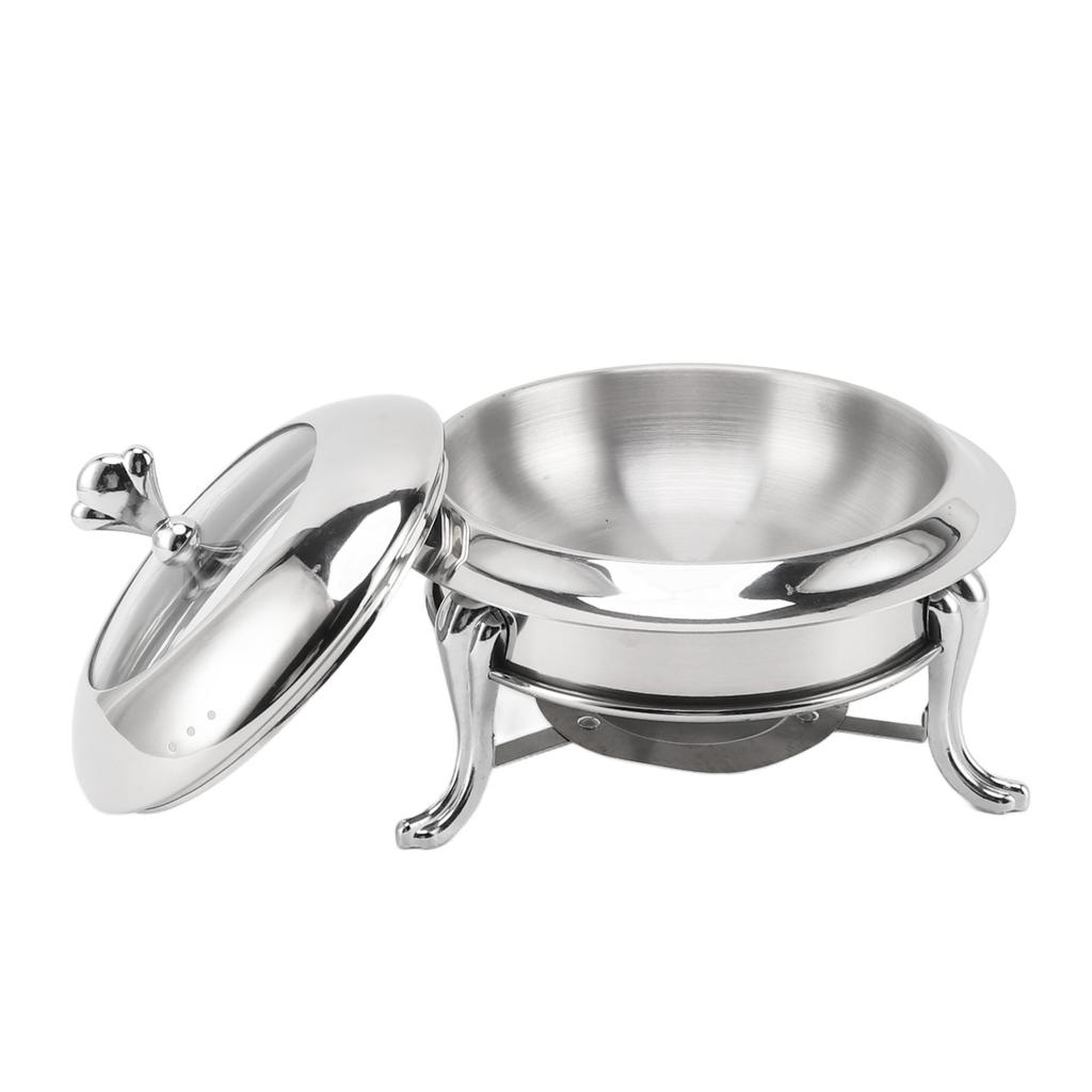 Chafing Dish Buffet Set Round Buffet Warmer with Lid Stainless Steel Fuel Heating Portable Catering